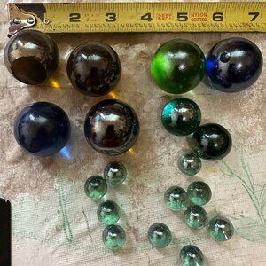 Big Marble Lot of 19 Marbles 6 Big 2 Medium 11 Small